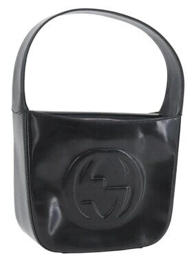 GUCCI Hand Bag Patent leather Black 007 0249 Auth 174533
